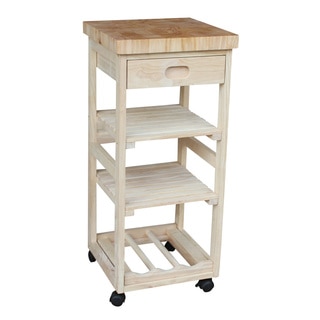 Unfinished Solid Parawood Kitchen Trolley