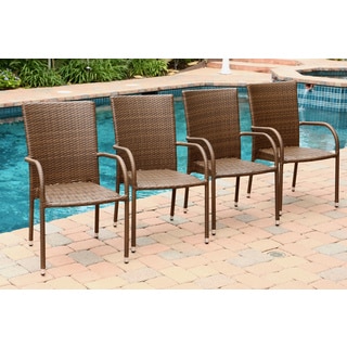 Abbyson Palermo Outdoor Wicker Armchairs (Set of 4)
