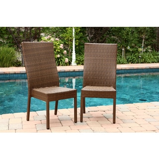 Abbyson Palermo Outdoor Brown Wicker Dining Chairs (Set of 2)