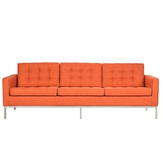 LeisureMod Lorane Modern Orange Twill Wool Fabric Sofa