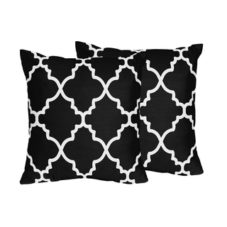 Sweet Jojo Designs Trellis Collection Black and White Lattice Print Throw Pillows (Set of 2)