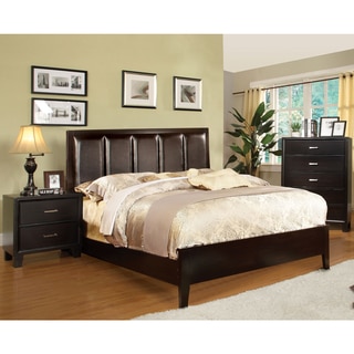Furniture of America Contemporary 2-Piece Leatherette Bed with Nightstand Set