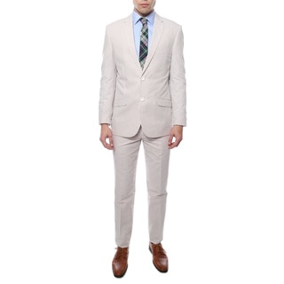 Zonettie by Ferrecci 2-piece 2-button Seersucker Cotton Slim Fit Summer Suit