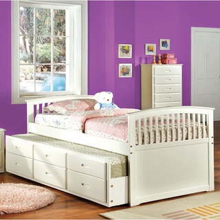 Furniture of America Annetta White Mission Style Captain Bed with Storage Trundle