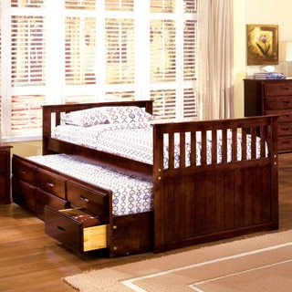 Furniture of America Benjamin Cherry Mission Style Captain Bed with Storage Trundle