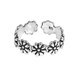 Handmade Stylish Flowers Wrap .925 Silver Toe or Pinky Ring (Thailand)