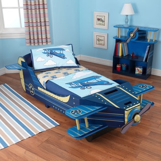 KidKraft Blue Airplane Toddler Bed