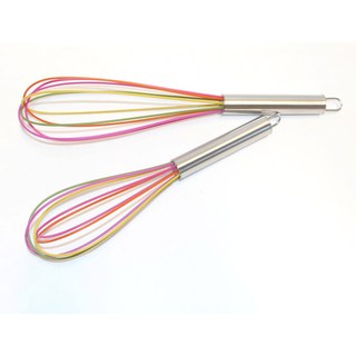 Multicolor 10 and 12 inch Silicone Coated Stainless Steel 2-piece Whisk Set