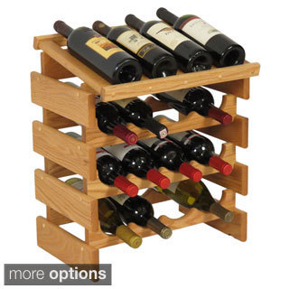 Stackable 16-bottle Wood Dakota Wine Rack with Display Top