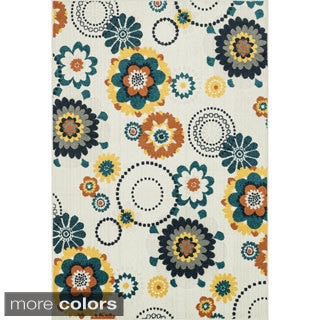 Indoor/ Outdoor Palm Floral/ Multi Rug (5'2 x 7'5)