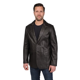 Excelled Men's Lambskin Leather 2-button Blazer
