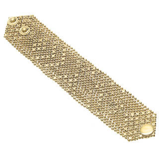 Handmade Goldtone Double Snap Mesh Wraparound Bracelet (India)