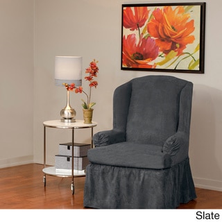Luxury Suede One-piece Relaxed Fit Wing Chair Slipcover