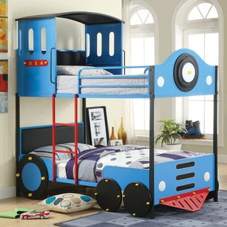 Furniture of America Blue Train Locomotive Metal Youth Bunk Bed