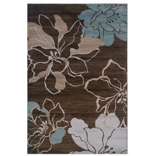 Linon Milan Collection Brown/ Turquoise Area Rug (8' x 10'3)