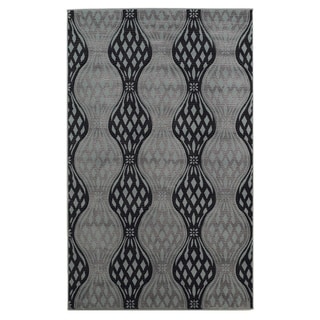 Linon Milan Collection Black/ Turquoise Area Rug (5' x 7'7)
