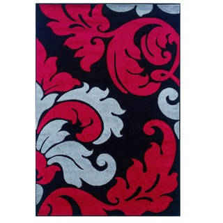 Linon Corfu Collection Black/ Red Area Rug (8' x 10'3)