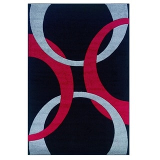 Linon Corfu Collection Black/ Red Area Rug (5' x 7'7)