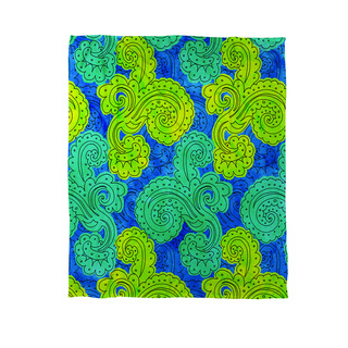 Thumbprintz Funky Florals Paisley Royal Blue Coral Fleece Throw