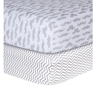 Trend Lab Grey and White Flannel Crib Sheet (Set of 2)