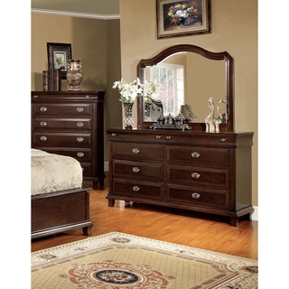 Furniture of America Jayden Crown Brown Cherry 2-Piece Dresser and Mirror Set