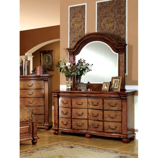 Furniture of America Hesperia Traditional Style 2-Piece Dresser and Mirror Set