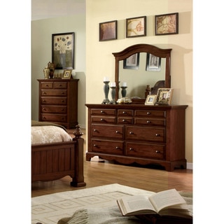 Furniture of America Springbay Light Walnut 2-Piece Dresser and Mirror Set