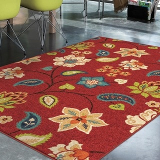 Indoor/ Outdoor Promise St. Thomas Red Floral Are Rug (7'8 x 10'10)