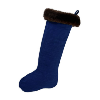 Circa Solid Navy with Taline Fur Band Christmas Stocking