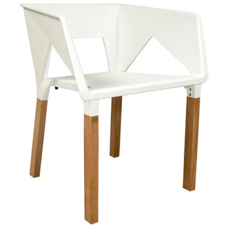 LeisureMod Elkton Modern White Polypropylene and Wood Accent Chair