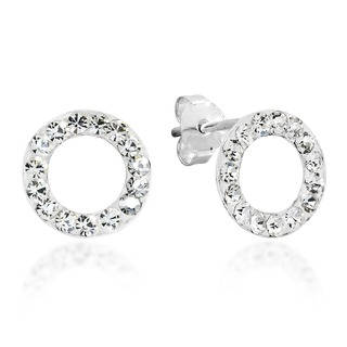 10mm Circle White CZ .925 Sterling Silver Earrings (Thailand)