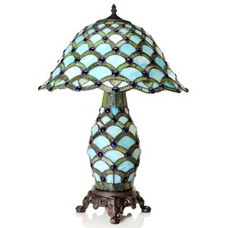 Tiffany-style Scalloped Cabochon Double Lit Table Lamp