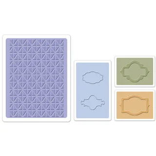 Sizzix Textured Impressions Jar Labels Embossing Folders Set by Eileen Hull (4 Pack)