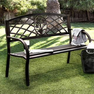 Furniture of America Narcissus Black Iron Outdoor Bench