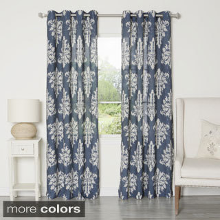 Aurora Home Ikat Linen Grommet Top 84-inch Curtain Panel Pair