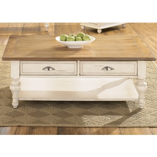 Liberty Bisque and Natural Pine Cottage Cocktail Table
