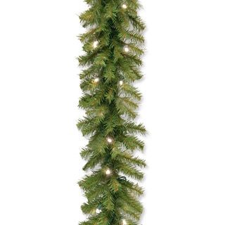 9' x 10" Norwood Fir Garland with 50 Battery Operated Soft White LED Lights