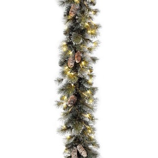 9' x 10" Glitter Pine Garland with 100 Clear Lights