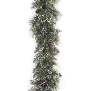 6' x 10" Glittery Bristle Pine Garland with Cones
