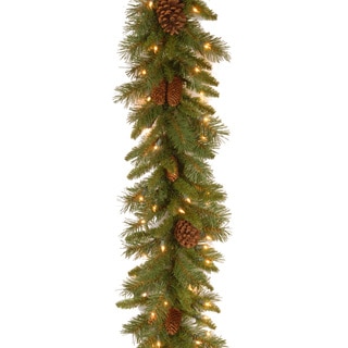 9' x 10" Pine Cone Garland with 50 Clear Lights
