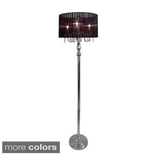 Elegant Designs Trendy Sheer Shade Floor Lamp and Hanging Crystals