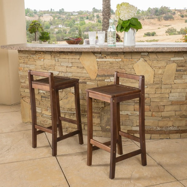Riviera 30-inch Acacia Wood Barstools by Christopher Knight Home (Set of 2)