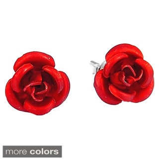 Handmade Blooming Rose .925 Sterling Silver Stud Earrings (Thailand)