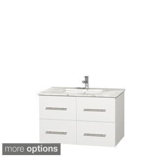Wyndham Collection Centra White 36-inch Single Carrera Marble Vanity