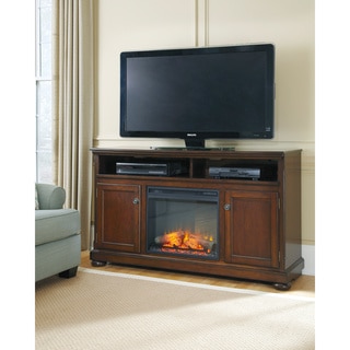 Signature Design by Ashley Porter Rustic Brown Large TV Stand with Fireplace