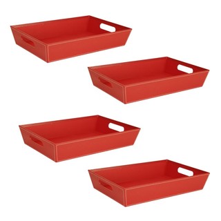 Wald Imports Red Paperboard Tray (Set of 4)