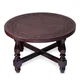 Artisan Leaves Rich Dark Brown Handmade Leather and Mahogany Wood Accent End Table (Peru) - Thumbnail 2