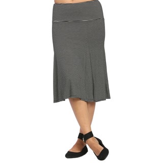 24/7 Comfort Apparel Women's Striped Calf-length Skirt