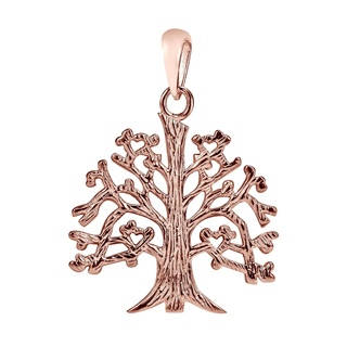 Winter Tree of Life Pink Vermeil Solid .925 Silver Pendant (Thailand)