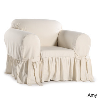Ruffled Cotton Arm Chair Slipcover